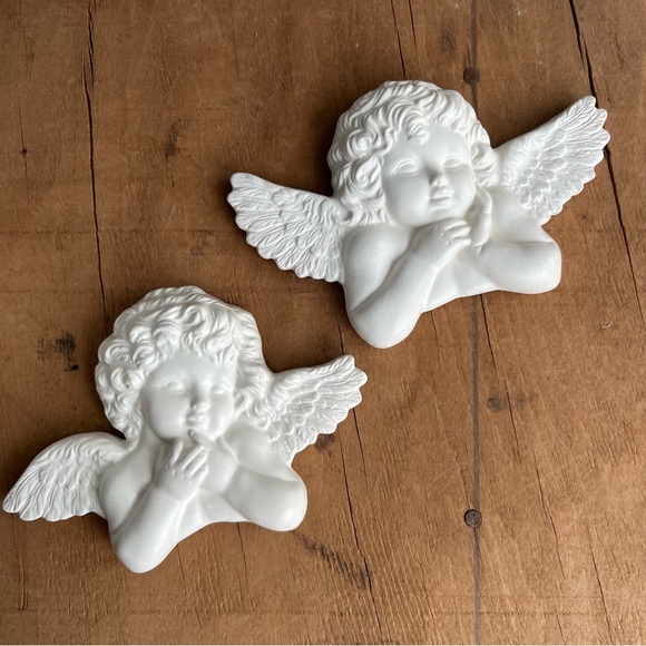 Other - Vintage Ceramic Cherub Baby Angel Magnets set of 2